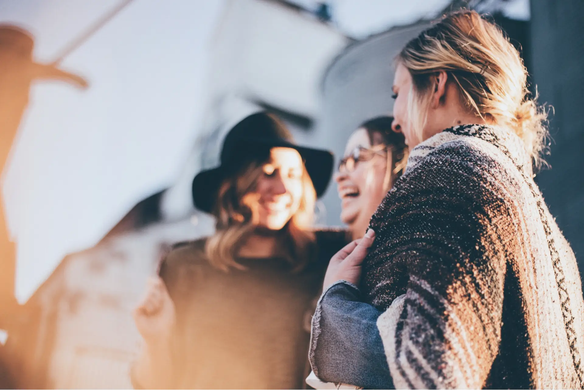 women gathered talking